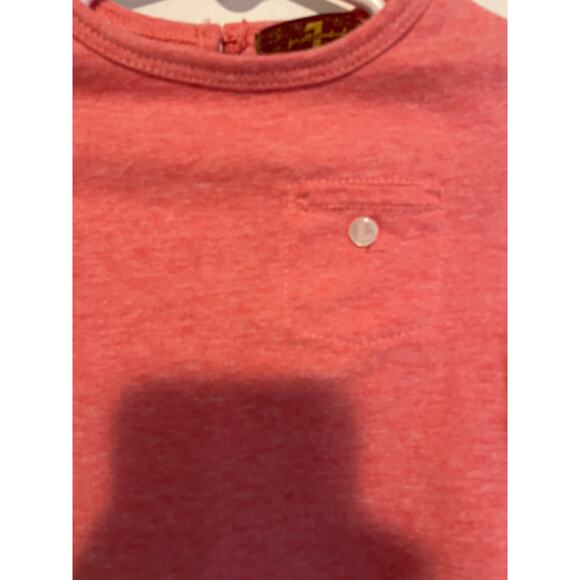 7 For All Mankind pink long sleeve knit top pocket keyhole button cotton 24m - Picture 3 of 7